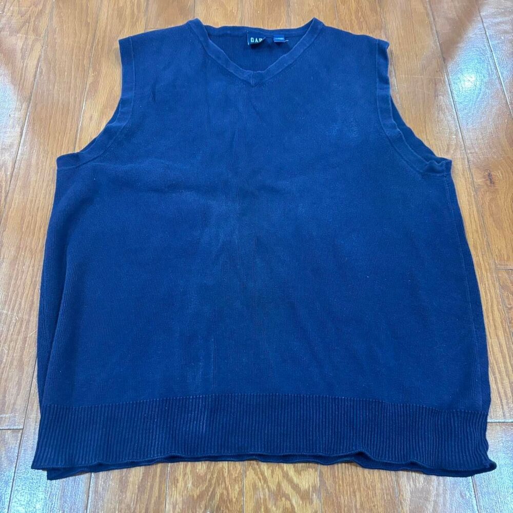GAP Women's Navy Blue V-Neck Cotton Sweater Vest Casual Classic Preppy Size M CB